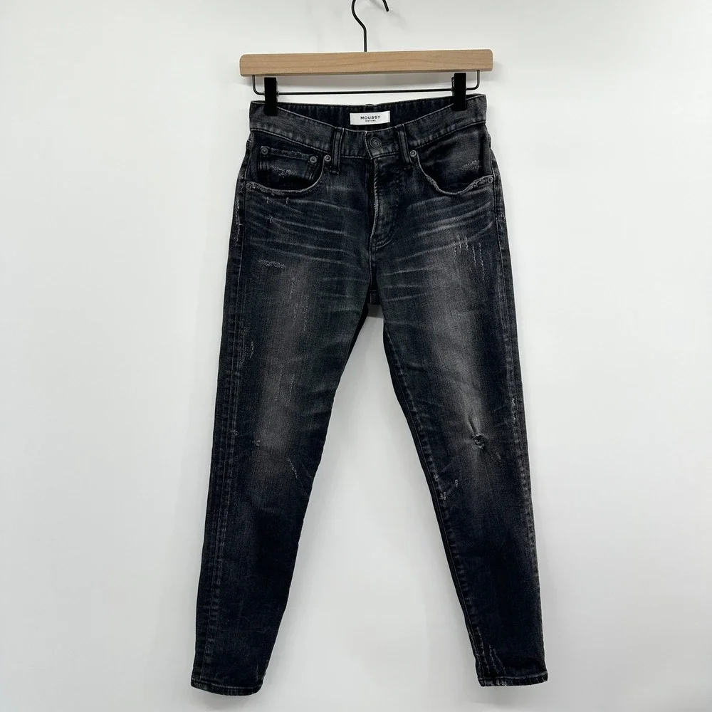 Moussy Vintage Velma Skinny Jeans Distressed in Black Size 25 - Picture 2 of 10